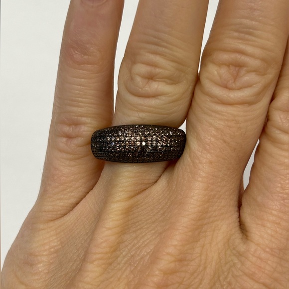 Suzy Levian Yellow Sterling Silver Pave Brown CZ Ring Size NWT - Picture 4 of 8